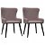 Conjunto de cadeiras com apoio de braços acolchoadas de veludo com pernas de metal cor de rosa VidaXL