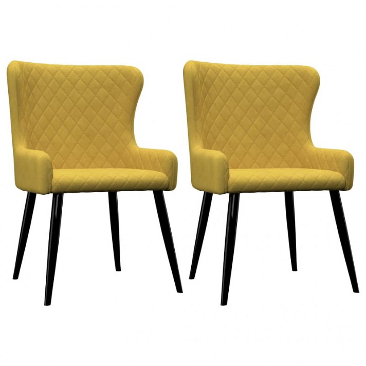 Conjunto de cadeiras com apoio de braços acolchoadas de veludo com pernas de metal amarelo VidaXL