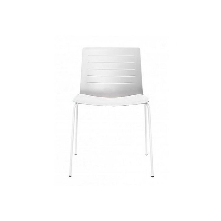 Pack de 4 sillas con patas rectas elaboradas de acero y polipropileno blanco Skin Resol