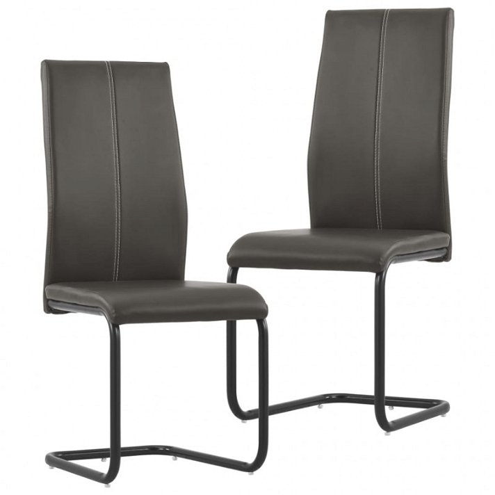 Pack de sillas voladizas de diseño contemporáneo hechas de metal y cuero sintético en color marrón Vida XL