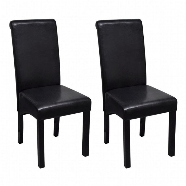 Conjunto de cadeiras para sala de jantar pretas com pernas de madeira Vida XL