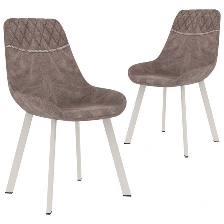 Conjunto de cadeiras de couro artificial com pernas metálicas castanho Vida XL