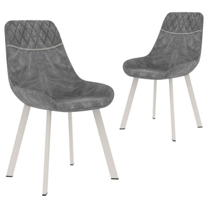 Conjunto de 2 cadeiras fabricadas com madeira compensada e couro artificial de cor preto VidaXL