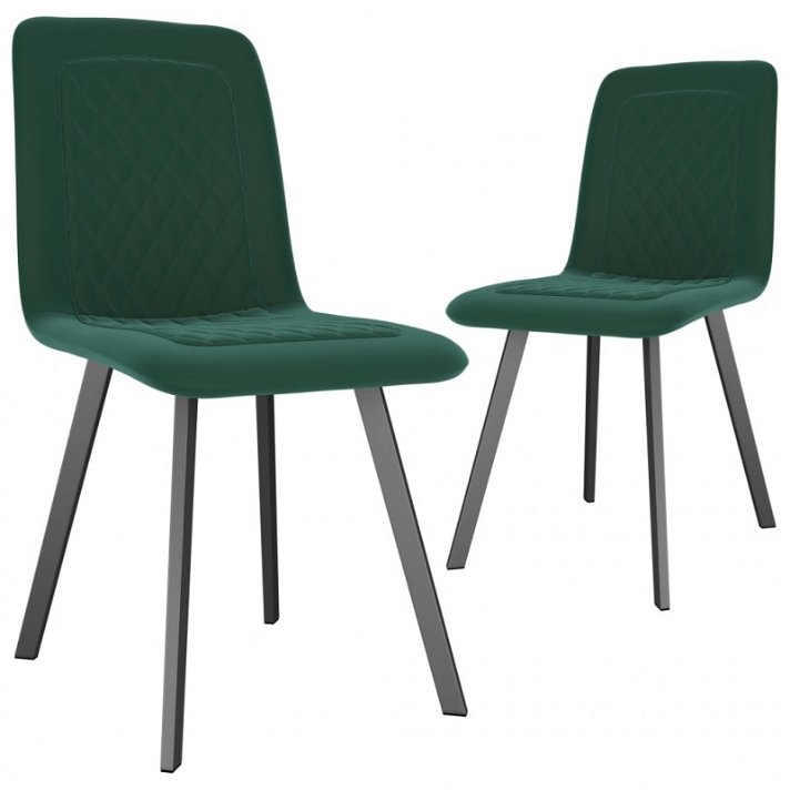 Pack de sillas de terciopelo con patas metálicas verde VidaXL
