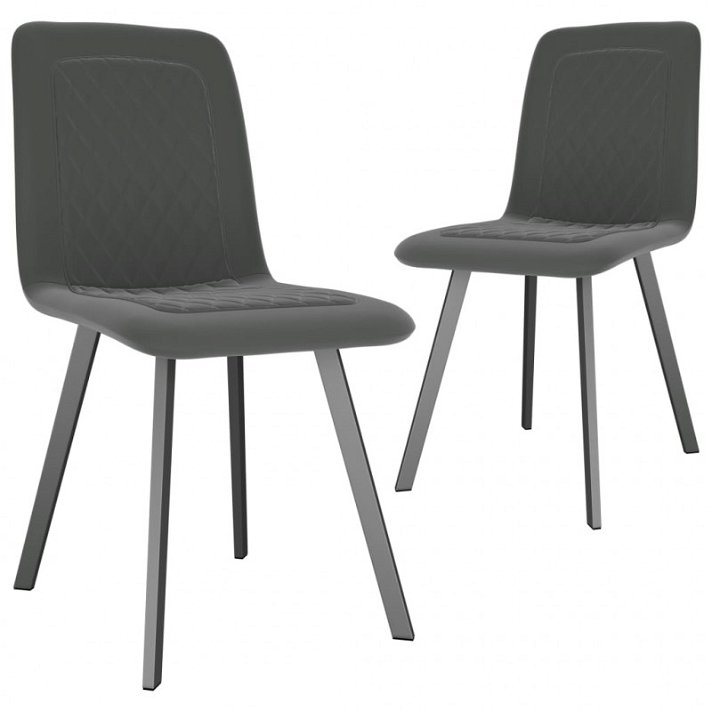 Set di sedie di velluto con gambe metalliche grigie VidaXL