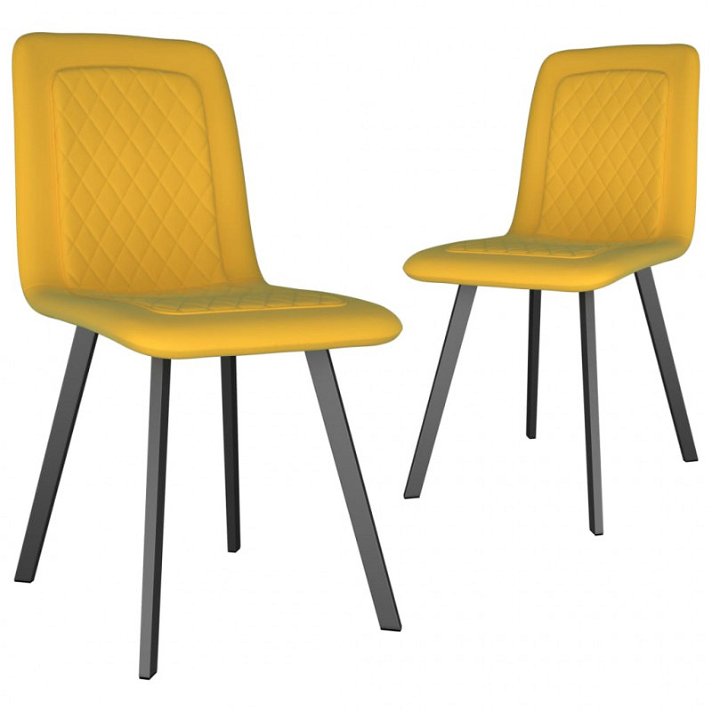 Pack de sillas de terciopelo con tapizado color amarillo y patas metálicas VidaXL