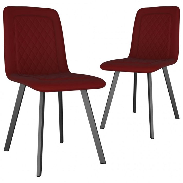 Pack de sillas con tapizado de terciopelo de acabado color rojo y patas metálicas VidaXL