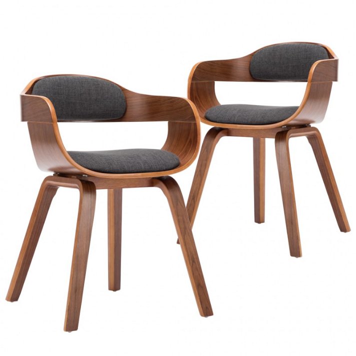 Conjunto de 2 cadeiras com estilo moderno fabricados em madeira e estofados com tecido de cor cinzento escuro VidaXL