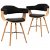Conjunto de cadeiras de encosto curvado com apoio para braços e pernas de faia preto e castanho-claro Vida XL