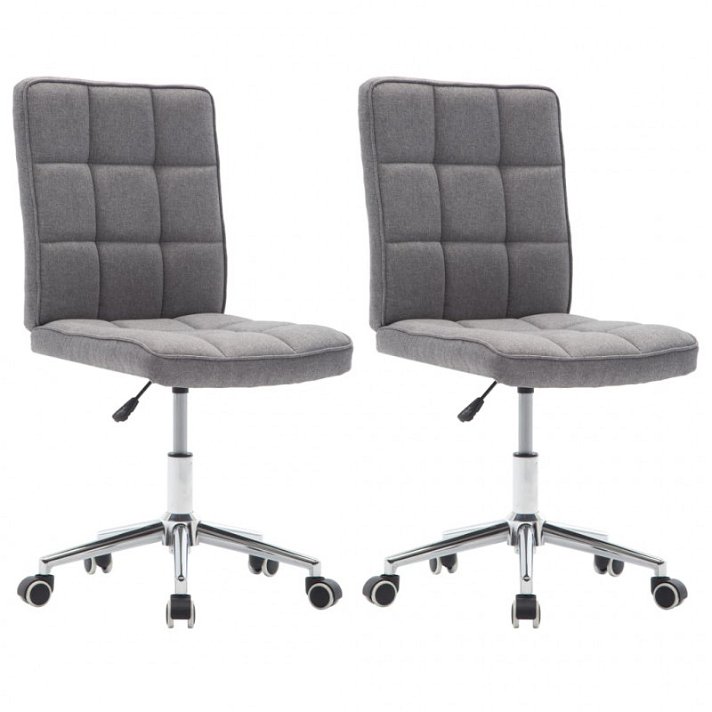 Pack de 2 chaises pivotantes avec revêtement en tissu gris clair et structure en contreplaqué et en acier VidaXL
