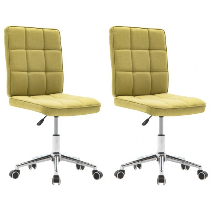 Pack de sillas giratorias y respaldo alto tapizadas en tela de acabado color verde VidaXL