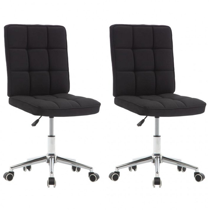 Conjunto de 2 cadeiras giratórias de altura regulável fabricadas com tecido de cor preto VidaXL