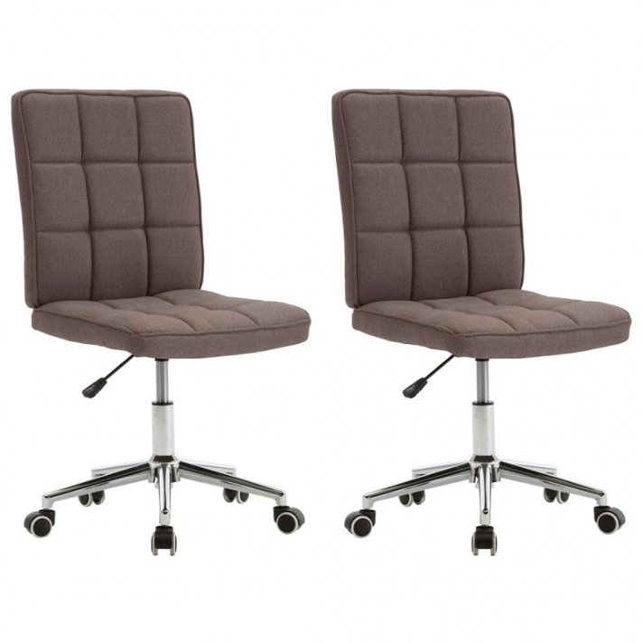 Pack de 2 sillas giratorias de diseño ergonómico elaboradas con tela color gris taupe VidaXL