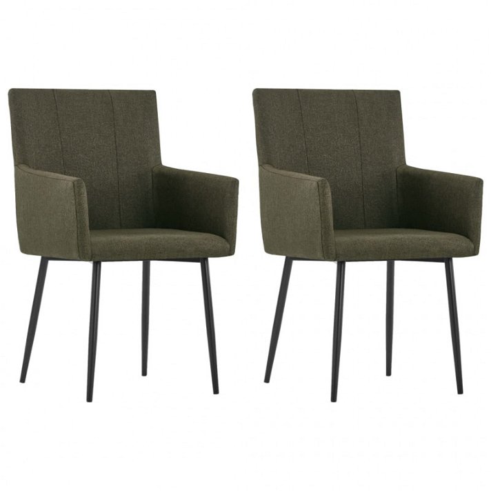 Set di sedie con braccioli realizzate in acciaio e rivestimento in tessuto marrone VidaXL
