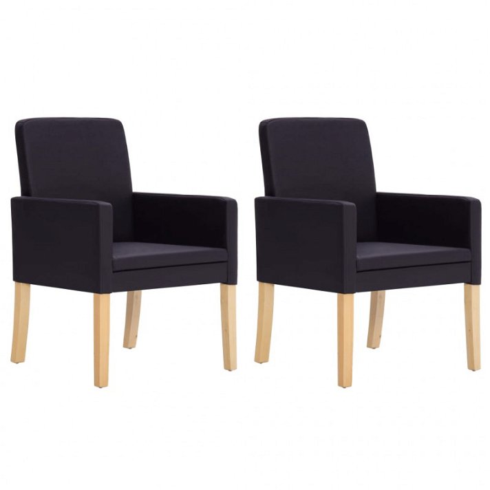 Conjunto de cadeiras fabricadas com madeira e estofada de couro artificial de cor castanho escuro VidaXL