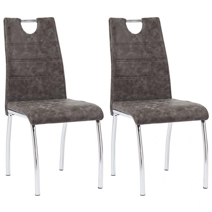 Conjunto de 2 cadeiras fabricadas com pernas metálicas e estofado similar a couro de cor castanho VidaXL