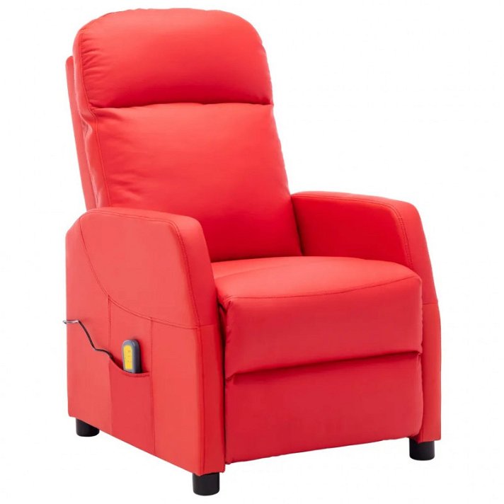 Poltrona massaggiante reclinabile in pelle sintetica di colore rosso Vida XL