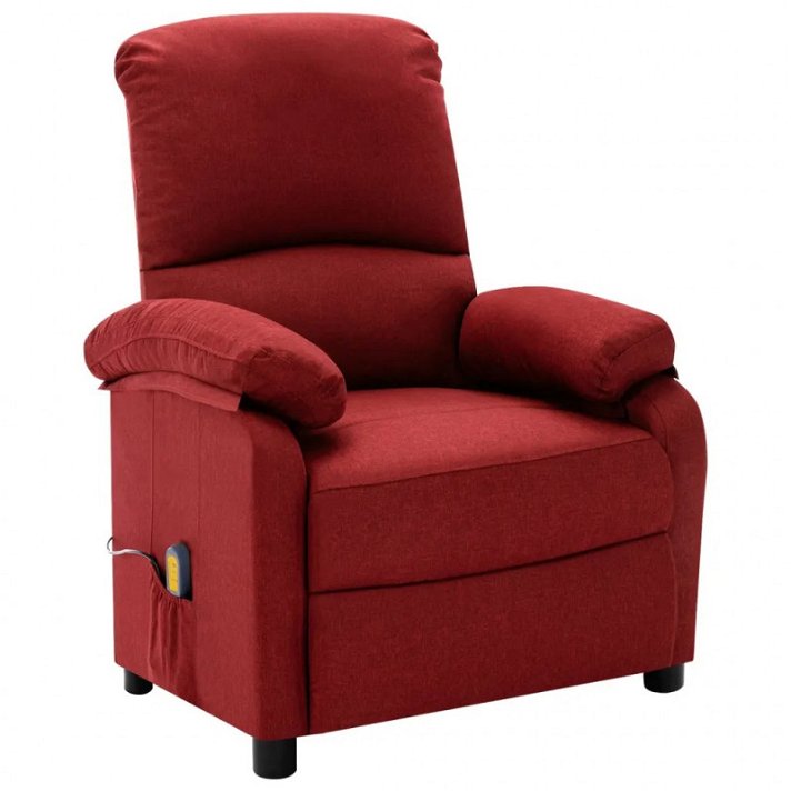 Poltrona reclinabile massaggiante in tessuto di colore rosso Vida XL