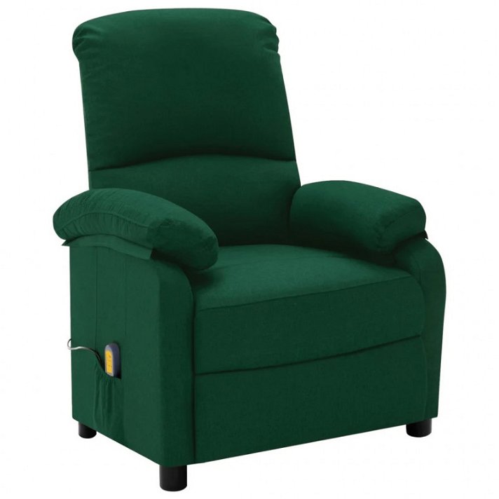 Poltrona reclinabile massaggiante in tessuto color verde Vida XL