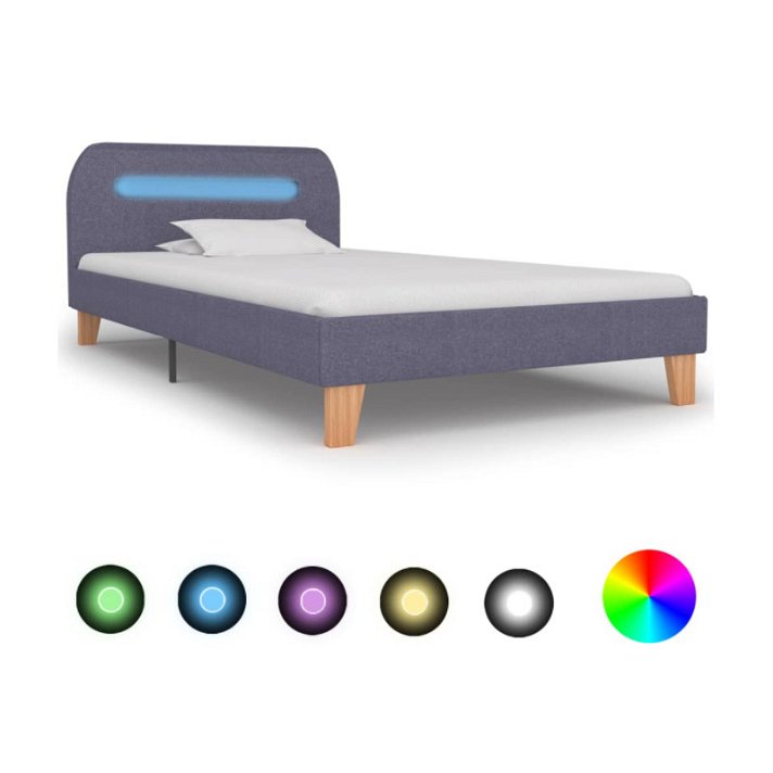 Estructura de cama con LED tela gris claro 90x200 cm VidaXL