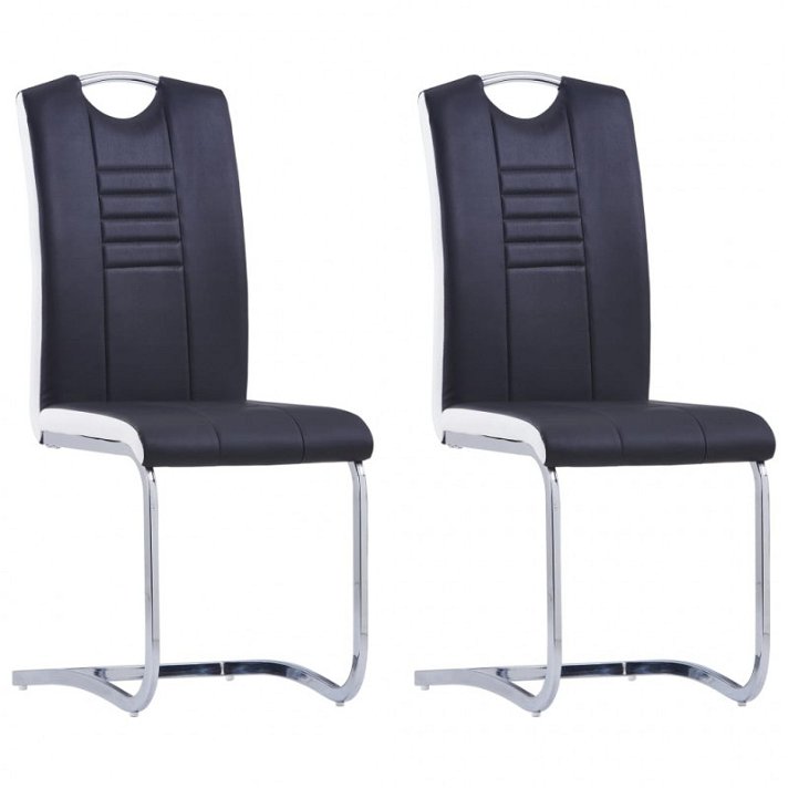 Conjunto de cadeiras de couro sintético com base de aço preto Vida XL