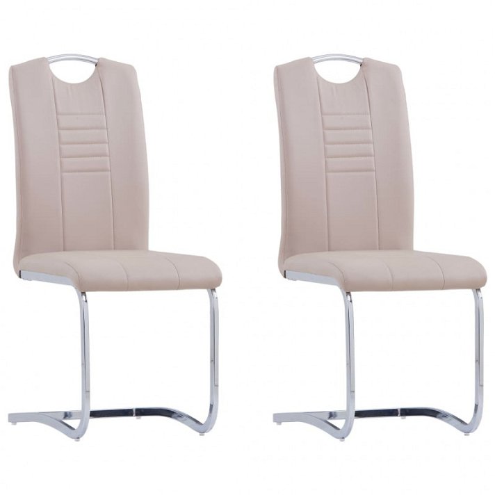 Pack de sillas voladizas elaboradas con acero y cuero sintético color capuchino VidaXL