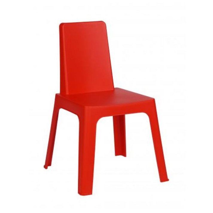 Pack de 4 sillas infantiles en color rojo fabricadas en polipropileno Julieta Garbar