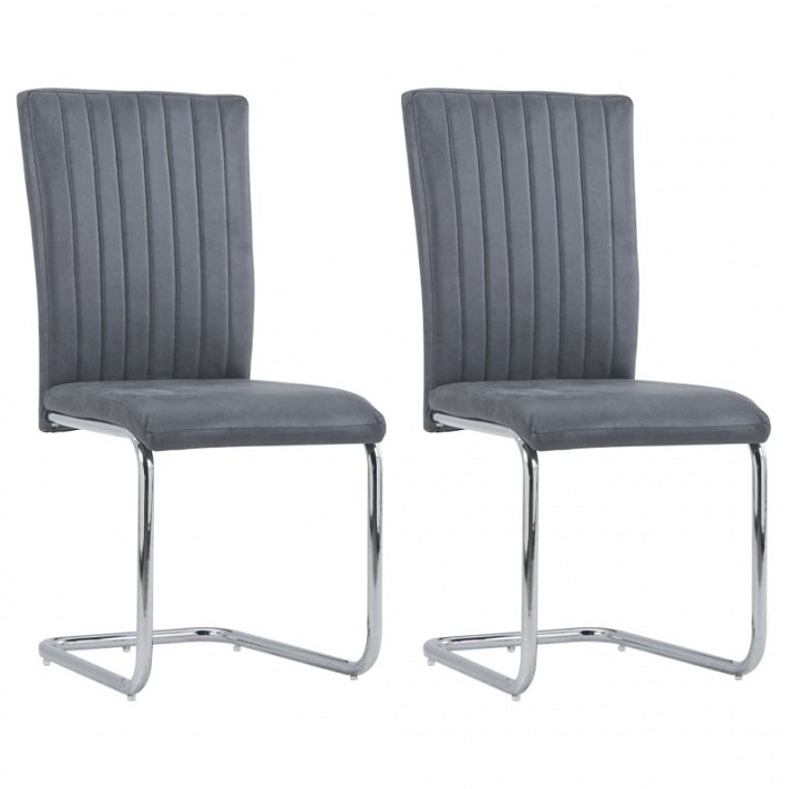 Conjunto de 2 cadeiras acolchoadas fabricadas com aço e couro sintético de cor cinzento VidaXL