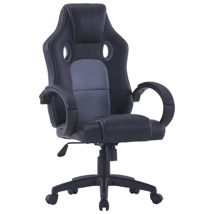 Cadeira de escritório de couro sintético preto e cinzento Vida XL