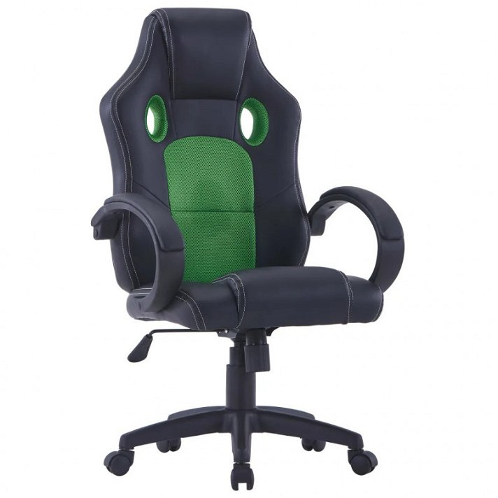 Cadeira de escritório de couro sintético preto e verde Vida XL