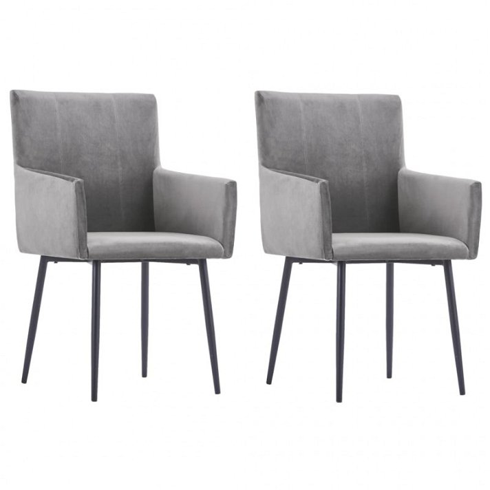 Conjunto de cadeiras de veludo estilo moderno cinzento Vida XL