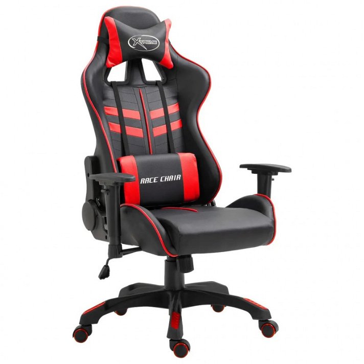 Cadeira gaming reclinável de couro sintético preto e vermelho Vida XL