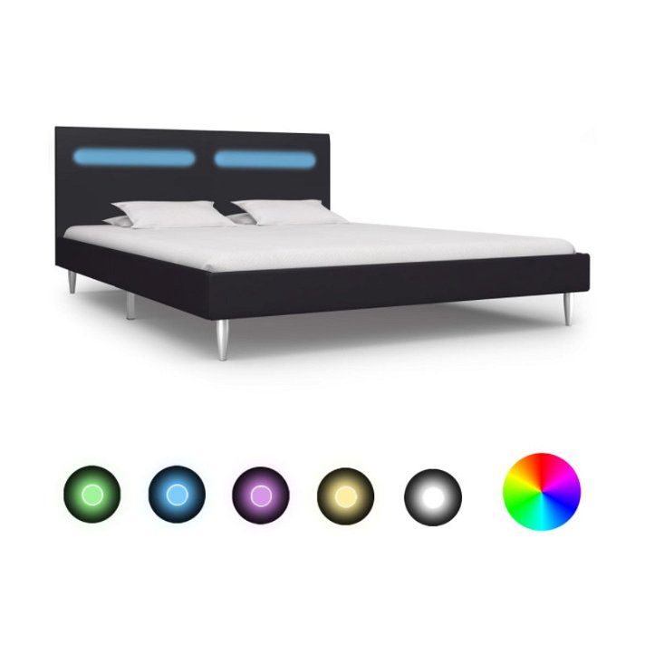 Estructura de cama con LED tela negra VidaXL