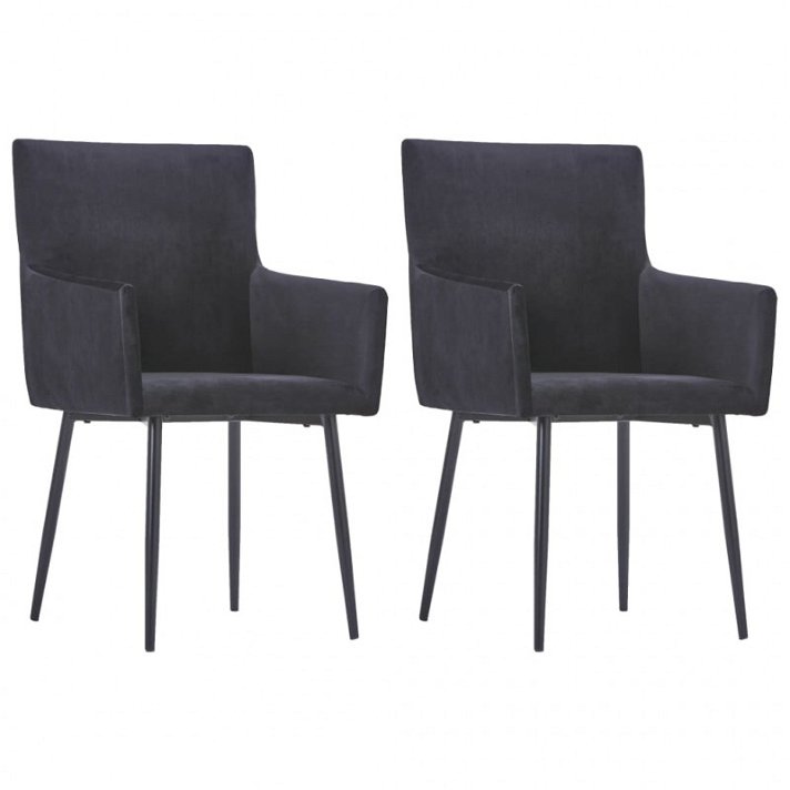 Conjunto de cadeiras de veludo estilo moderno preto Vida XL