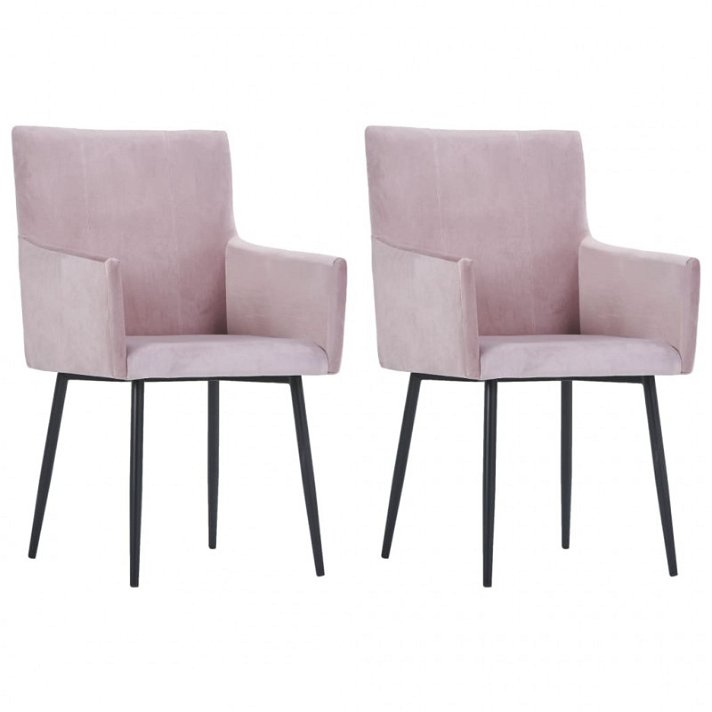 Conjunto de cadeiras de veludo estilo moderno rosa Vida XL