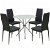 Mesa redonda e 4 cadeiras de sala de jantar cor preta Vida XL