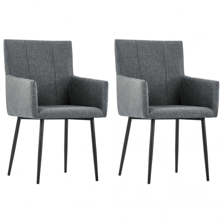 Set di sedie stile moderno con braccioli grigio scuro VidaXL