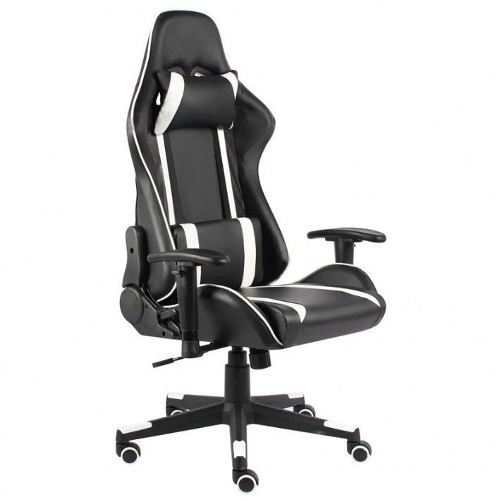 Cadeira de escritório reclinável de couro sintético preto e branco Vida XL