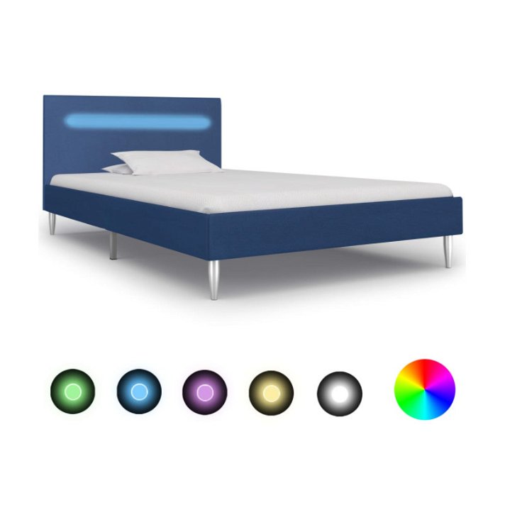 Estructura de cama LED tela azul 90x200 cm VidaXL