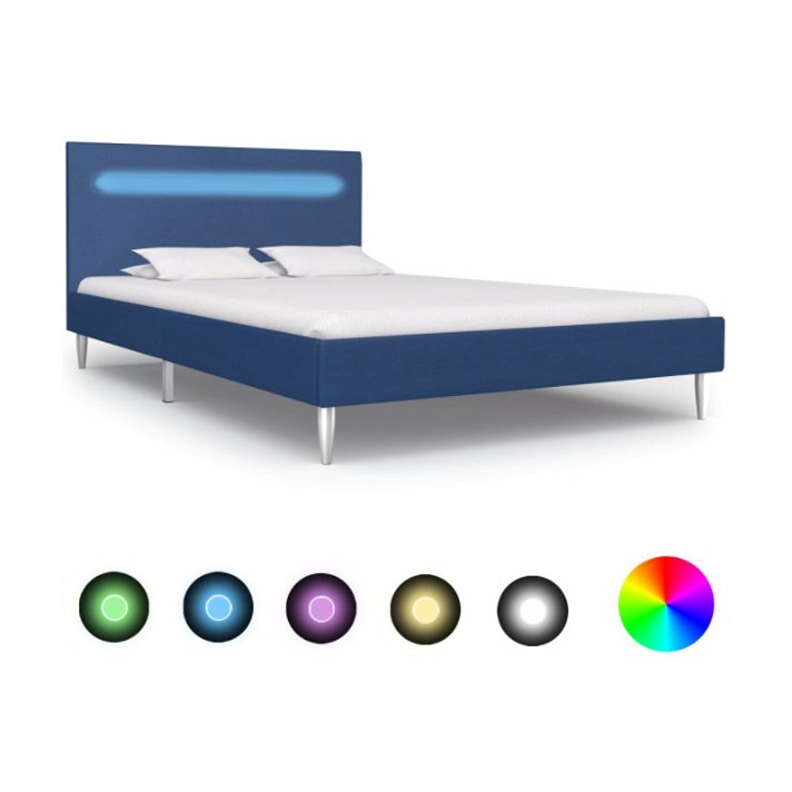 Estrutura de cama LED tecido azul 120x200 cm Vida XL