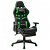 Cadeira com apoio de pés gaming de couro sintético preto e verde Vida XL