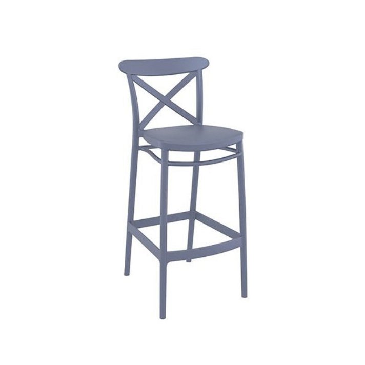 Lot de quatre chaises de bar d'extérieur en polypropylène de couleur gris foncé Cross Garbar
