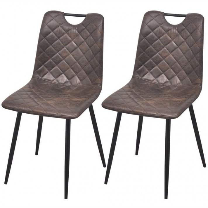 Pack de sillas retro de cuero PU marrón oscuro Vida XL