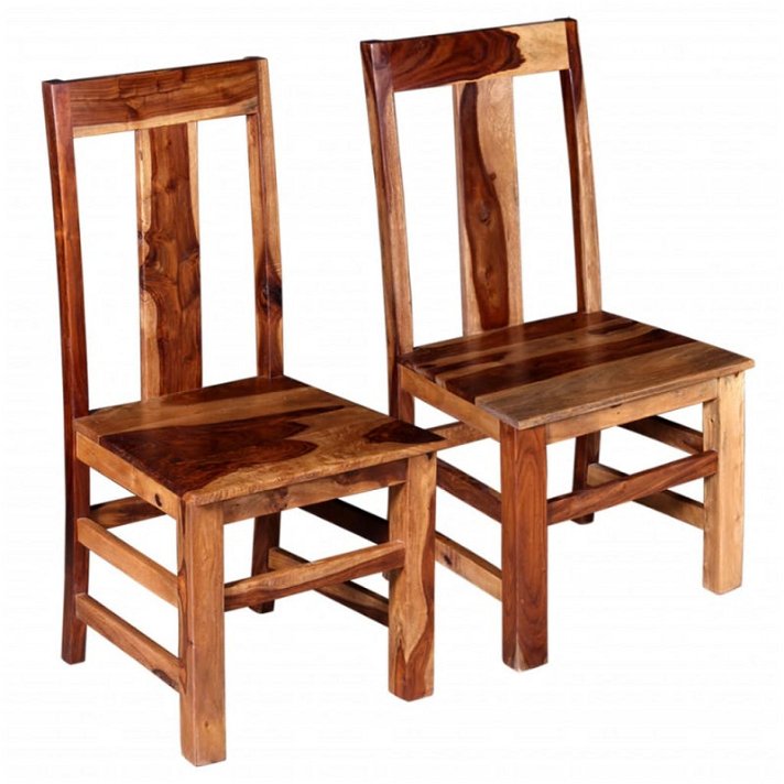 Set di sedie stile rustico di legno di sisu marrone Vida XL