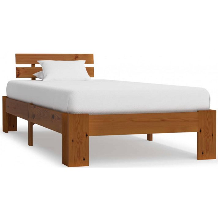 Estructura de cama madera maciza pino marrón miel 100x200 cm VidaXL