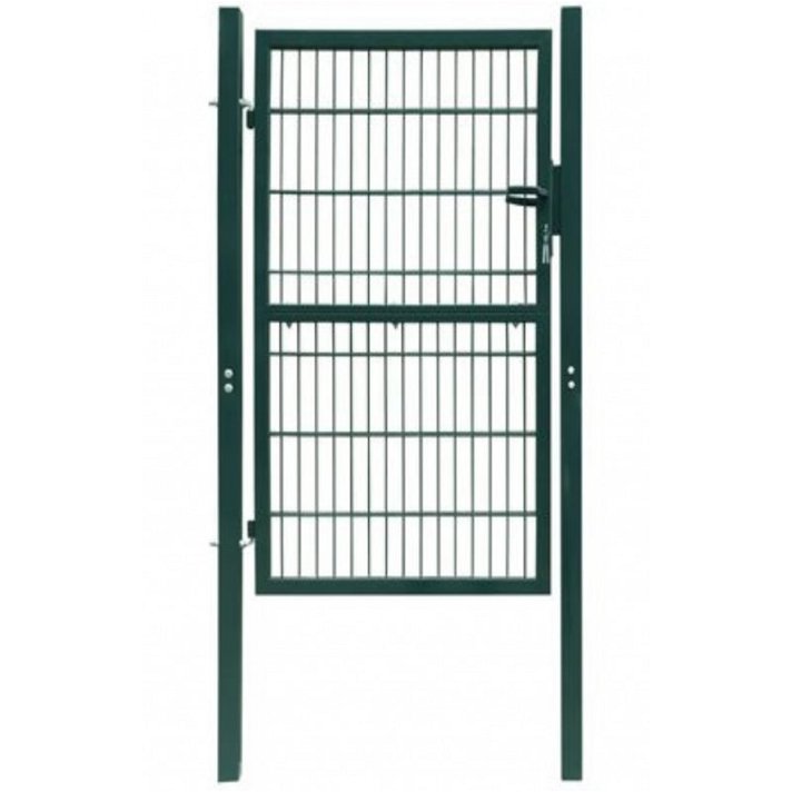 Puerta 2D de reja fabricada en acero con revestimiento en polvo de color verde Vida XL
