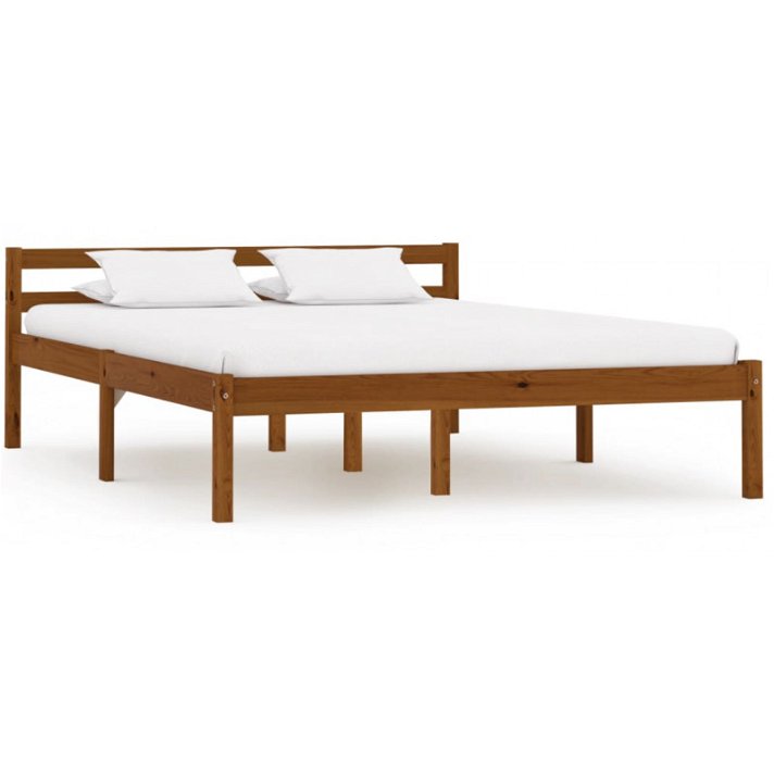 Estructura cama madera maciza pino color marrón miel VidaXL