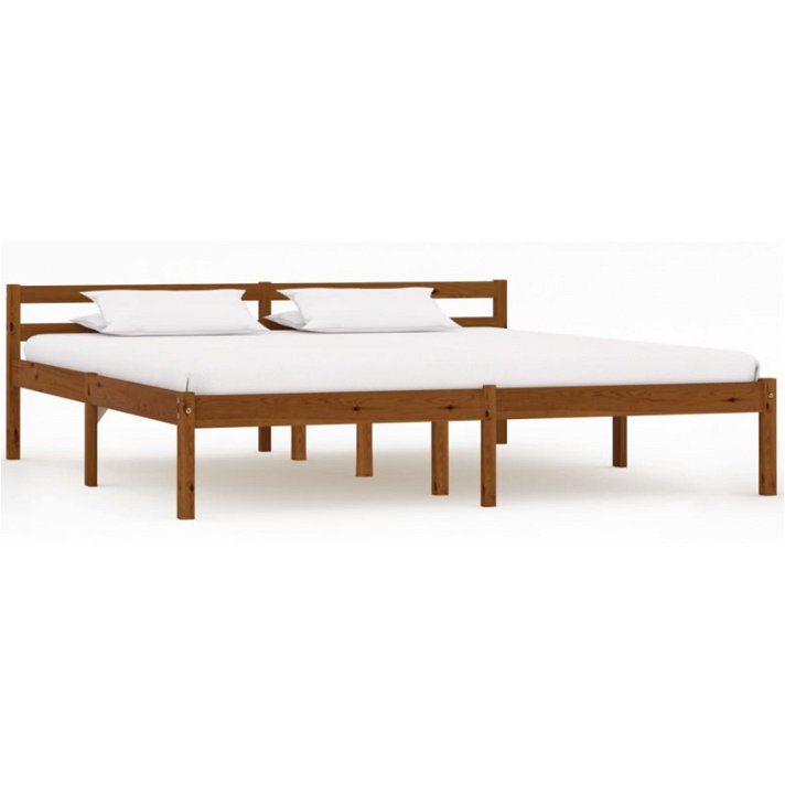 Estrutura de cama de madeira maciça de pinus castanho-mel Vida XL