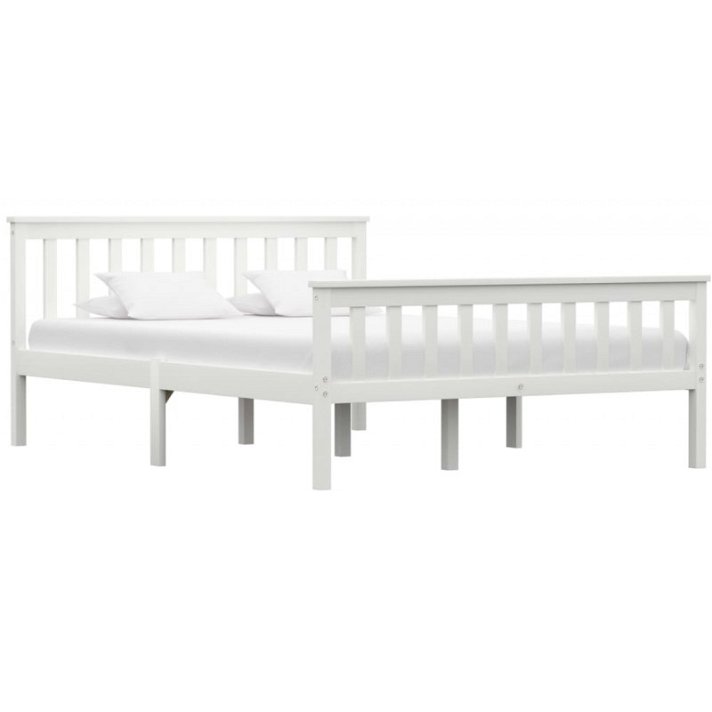 Estructura de cama de madera maciza de pino color blanca120x200 cm VidaXL