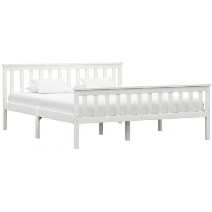 Estructura de cama de madera maciza de pino color blanca 160x200 cm VidaXL